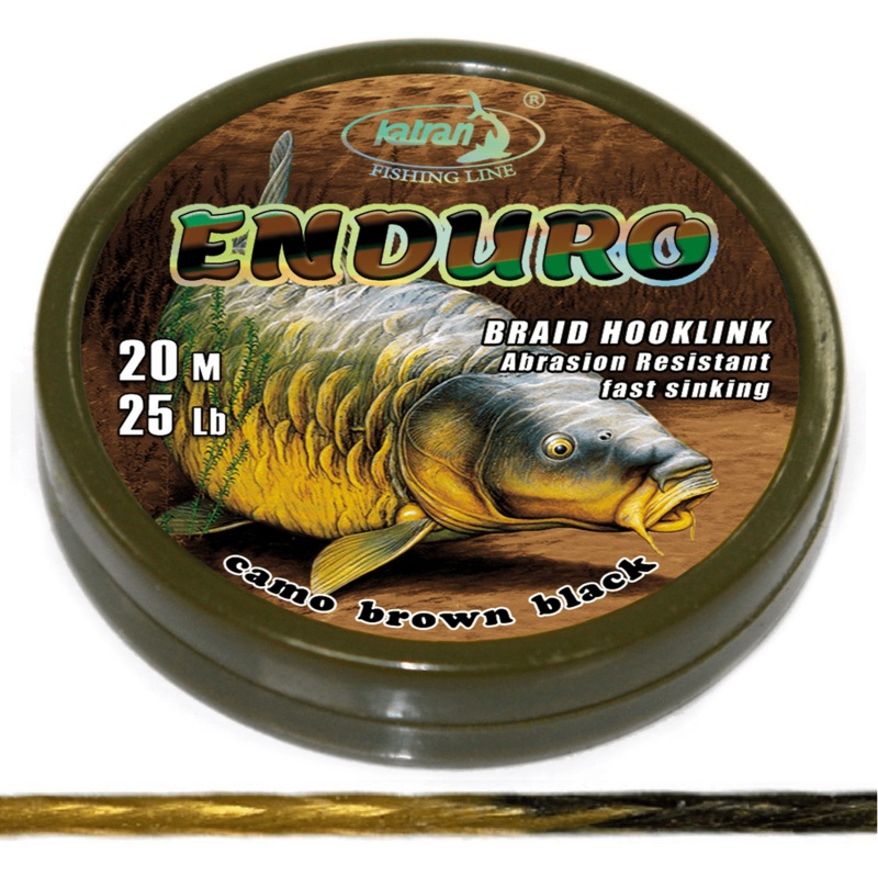 Katran Enduro Braided Hooklink 25Lb 20m camo brown black