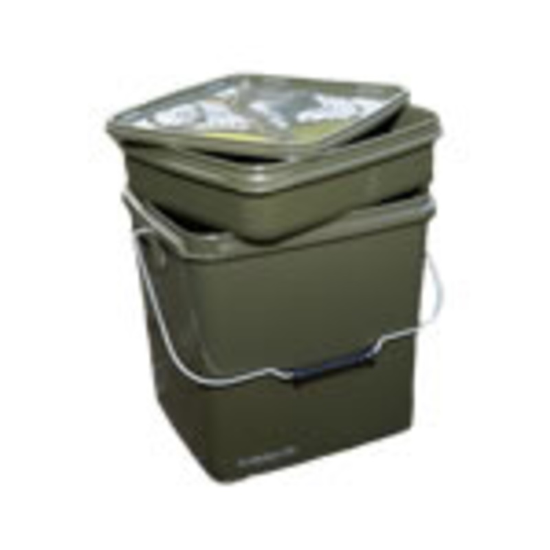 Trakker 13 Liter Olive Square Bucket Container with Tray