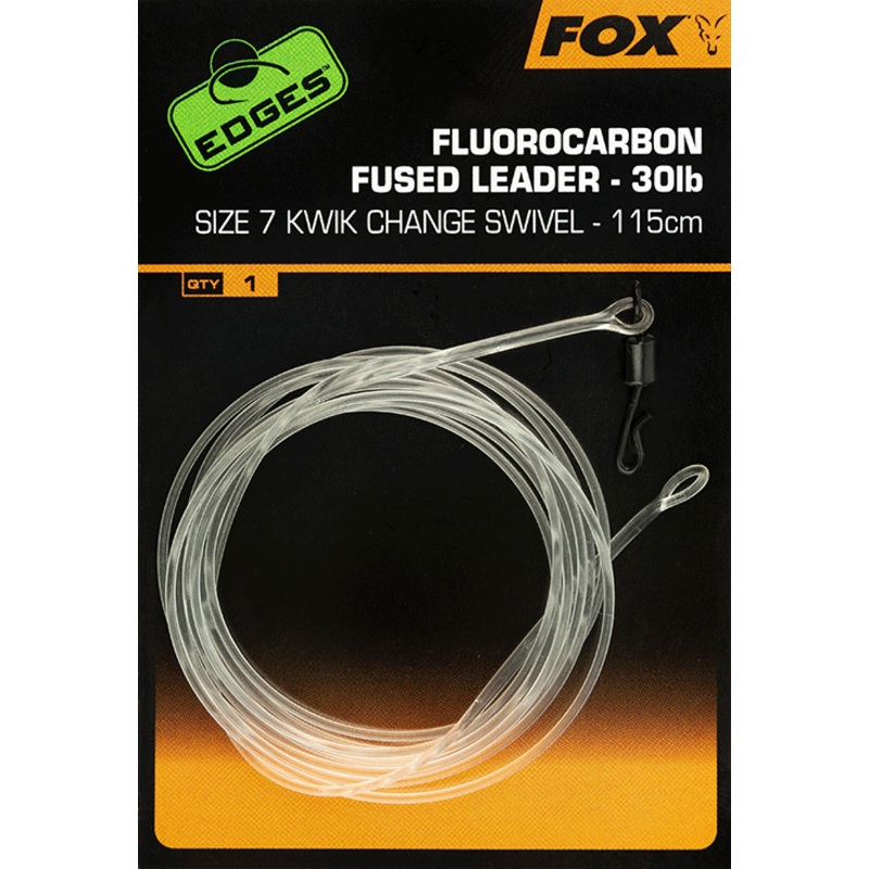 Fox Edges Fluorocarbon Fused Leader Size7 Kwik Change Swivel 115cm