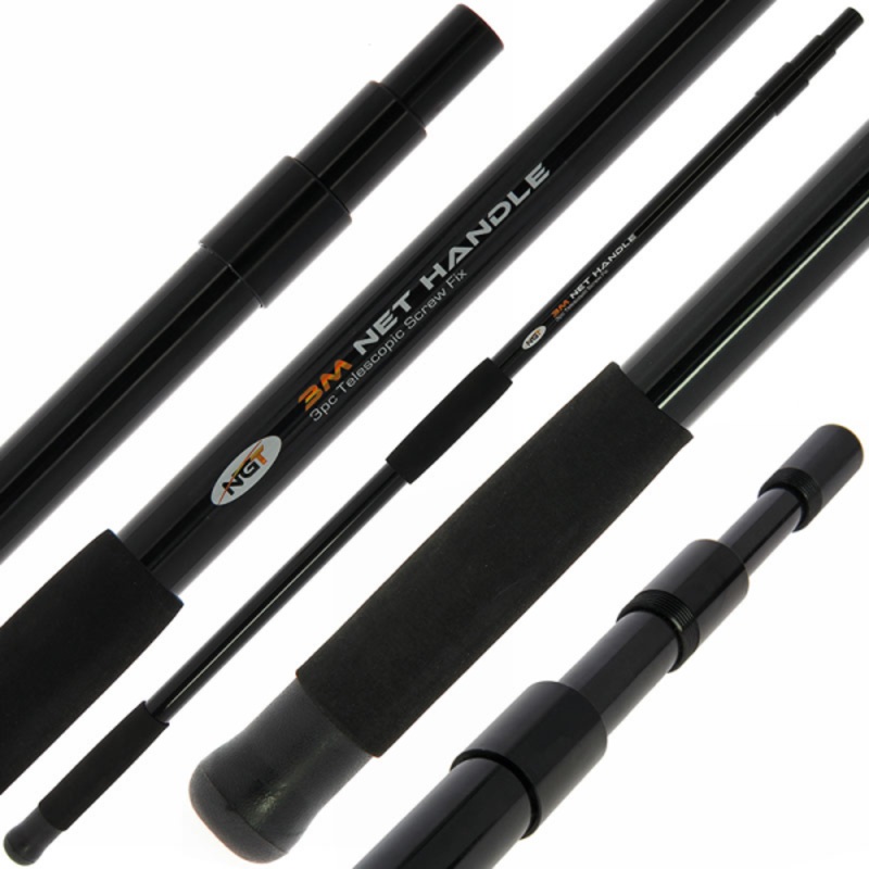 NGT 3m, 3pc Fiberglass 'Screw Fix' Net Handle