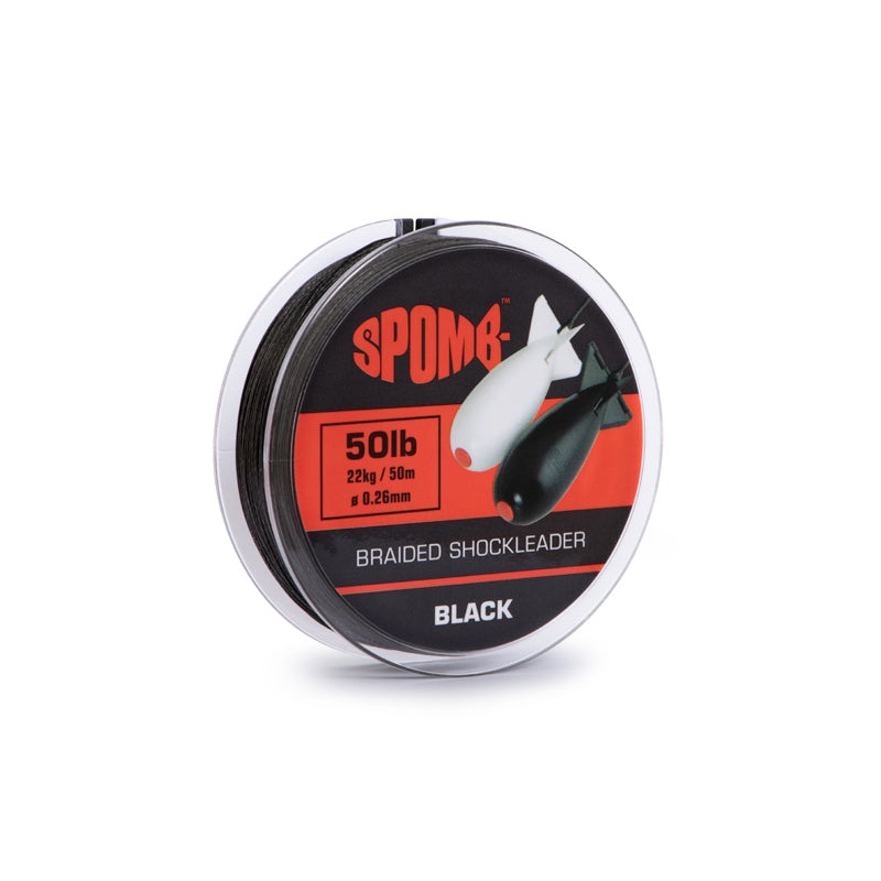 Fox Spomb Braided leader 22kg / 50lb Black 50 meters