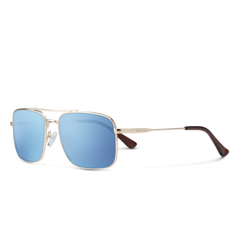 Suncloud Payback Sunglasses - Gold | Polarized Aqua Mirror Lens