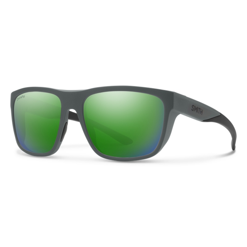 Smith Barra Sunglasses - Matte Cement / ChromaPop Polarized Green Mirror Lens