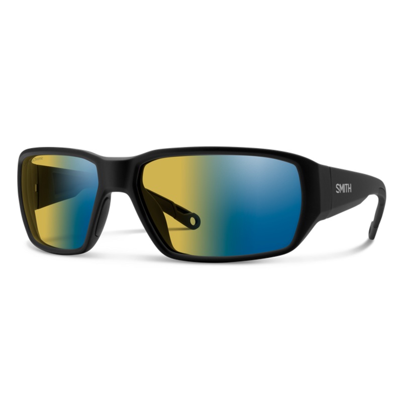 Smith Hookset Sunglasses - Matte Black/ChromaPop Glass Polarchromic Yellow Blue Mirror Lens