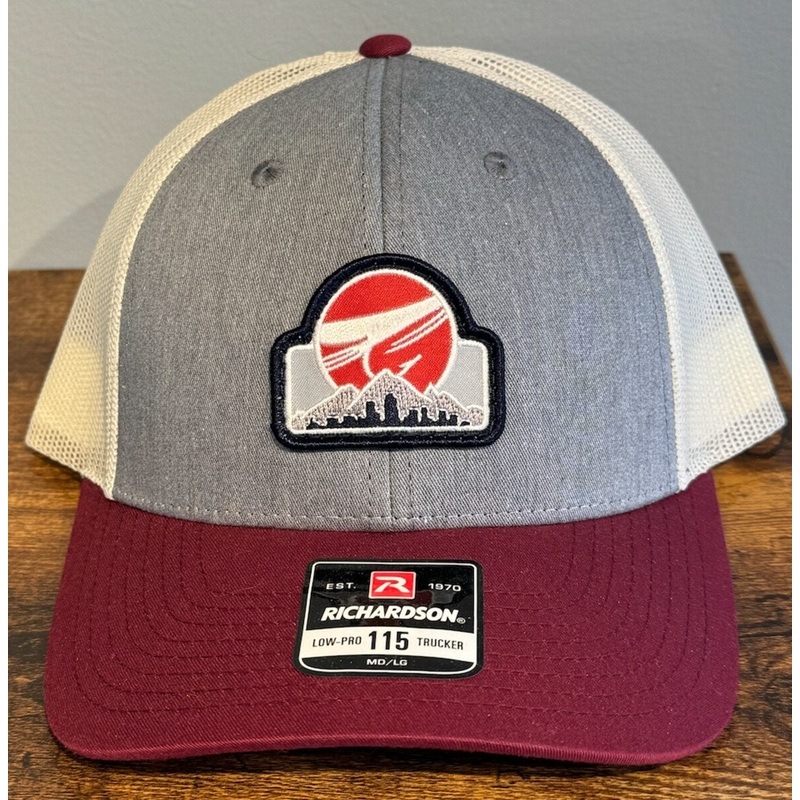 5-panel Grey/Cardinal/Birch Trucker Patch Hat