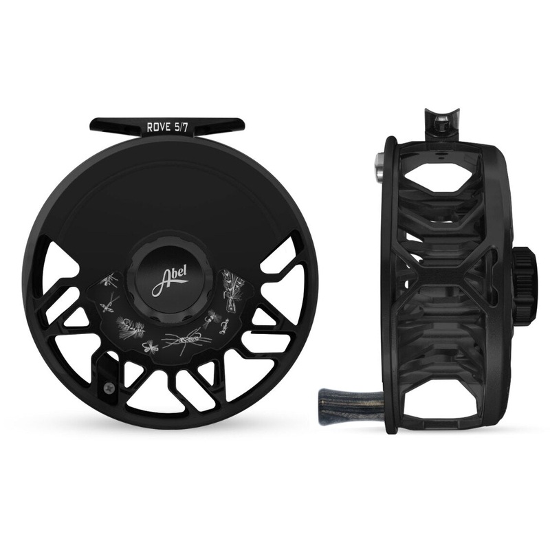 Abel Rove 5/7 Fly Reel - Ported Basic Black Finish / Basic Black Drag Knob with Freshwater Drag Plate & Ebony Wood Handle