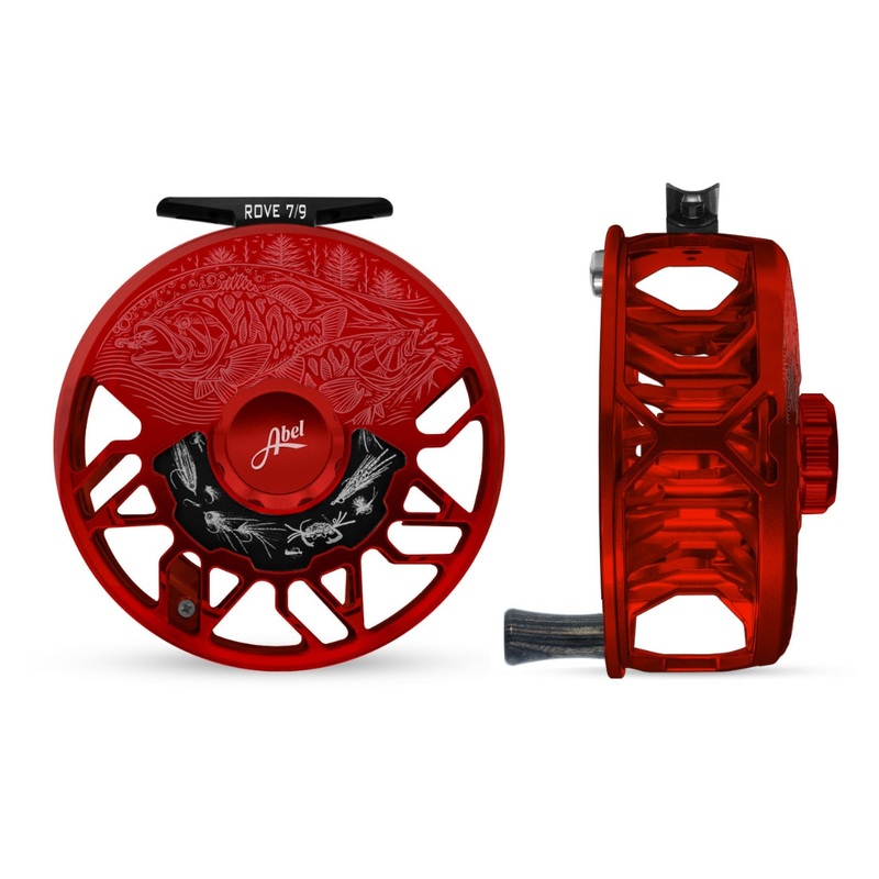 Abel ROVE 7/9 Fly Reel - Red Underwood - Timber Smallies / Red Drag Knob + Fresh/Salt Drag Plate & Ebony Handle