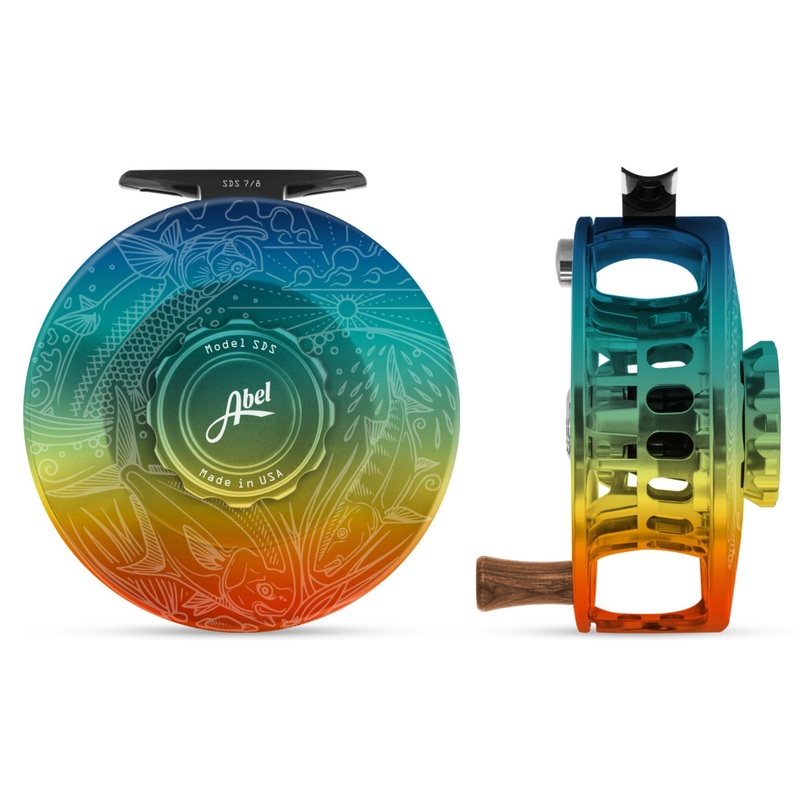 Abel SDS 7/8 Fly Reel - Solid - Baja Fade Finish w/ Underwood Slammin' Engraved Design/ Baja Fade Drag Knob & Ebony Handle