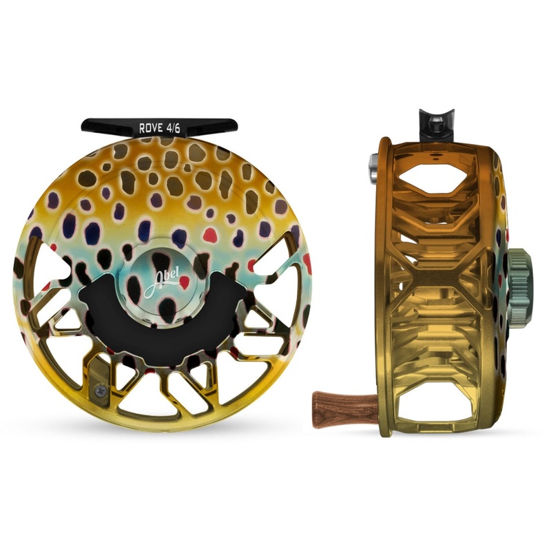 Abel ROVE 4/6 Fly Reel  - Ported- Native Brown Trout / Native Brown Trout Drag Knob - Black Drag Plate & Walnut Handle |