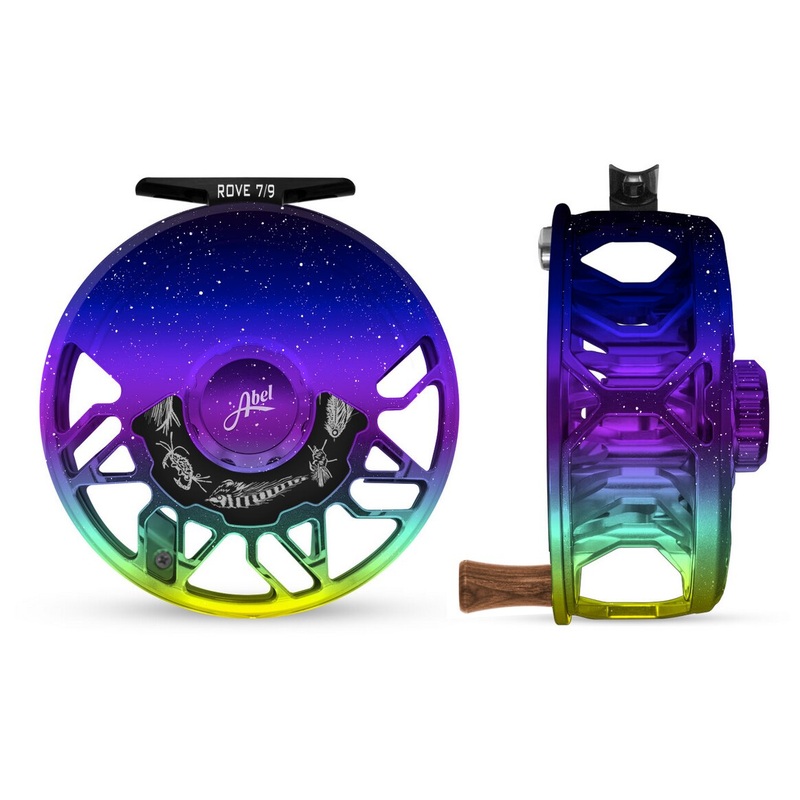Abel ROVE 7/9 Fly Reel - Ported - Northern Lights Fade Finish / Northern Lights Fade Drag Knob - Saltwater Drag Plate - Walnut Handle