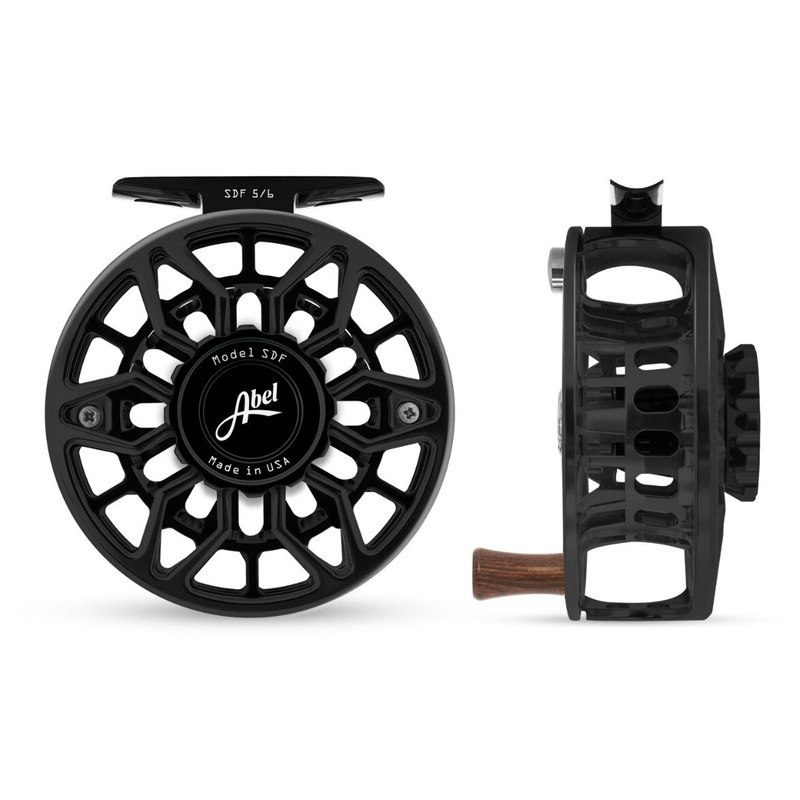 Abel SDF 5/6 Fly Reel - Ported Black / Black Drag Knob & Rosewood Handle