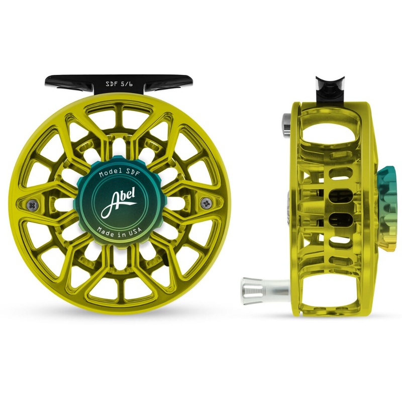 Abel SDF 5/6 Reel - Ported Lime Green / Baja Fade Drag Knob - Platinum Aluminum Handle