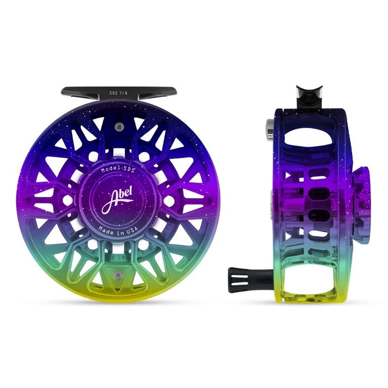 Abel SDS 7/8 Fly Reel - Ported Northern Lights Fade / Northern Lights Fade Drag Knob & Black Aluminum Handle