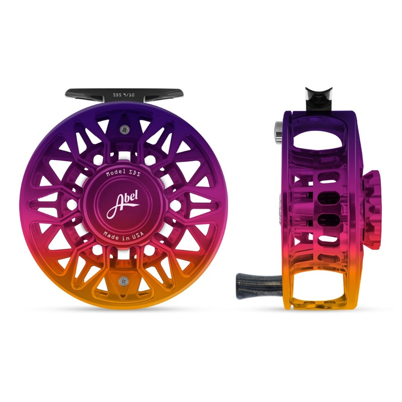 Abel SDS 9/10 Fly Reel - Ported Sunset Fade Finish / Sunset Fade Drag Knob & Ebony Handle