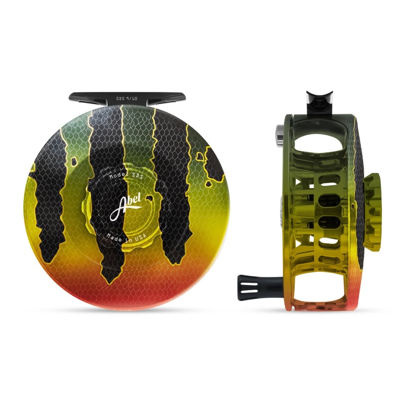 Abel SDS 9/10 Fly Reel - Solid Peacock Bass / Peacock Bass Drag Knob & Black Aluminum Handle