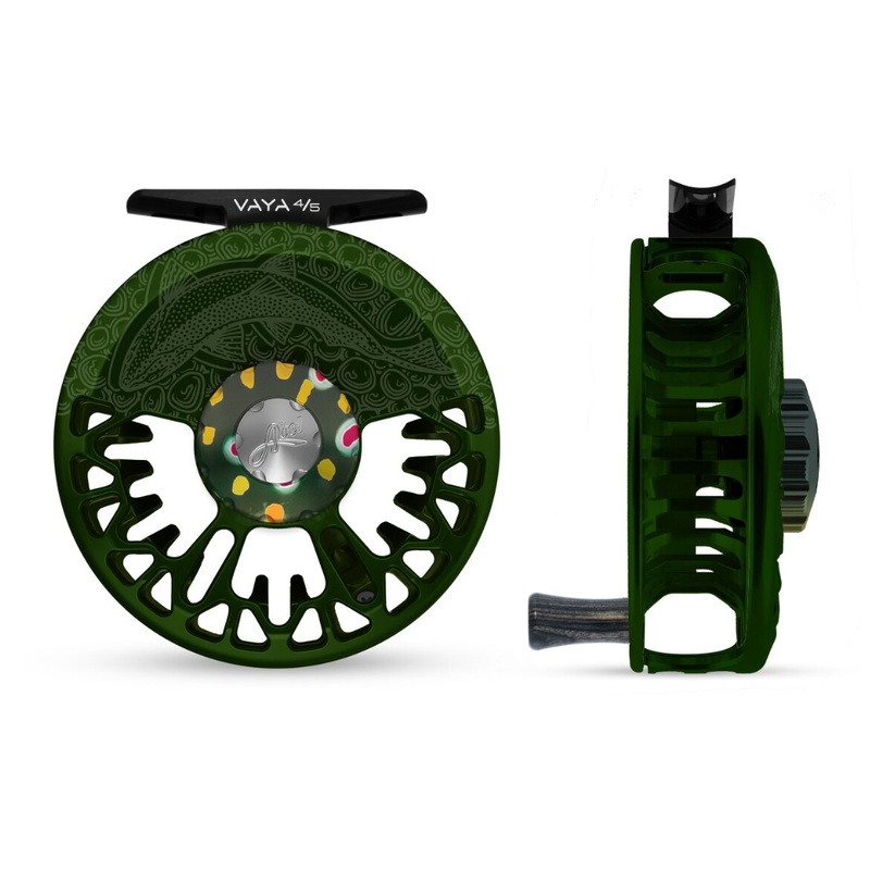 Abel Vaya 4/5 Fly Reel - Casey Underwood Sight Fish Deep Green / Native Brook Drag Knob & Ebony Handle