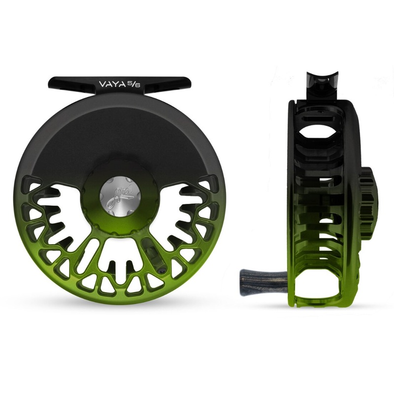 Abel VAYA 5/6 Fly Reel - Satin Black Green Fade Finish / Satin Black Green Fade Drag Knob & Ebony Handle