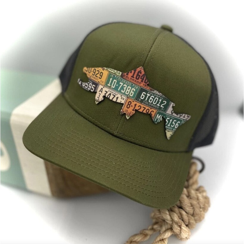 Cody's Fish Colorado Brown Trout License Plate Patch Trucker - Olive / Black