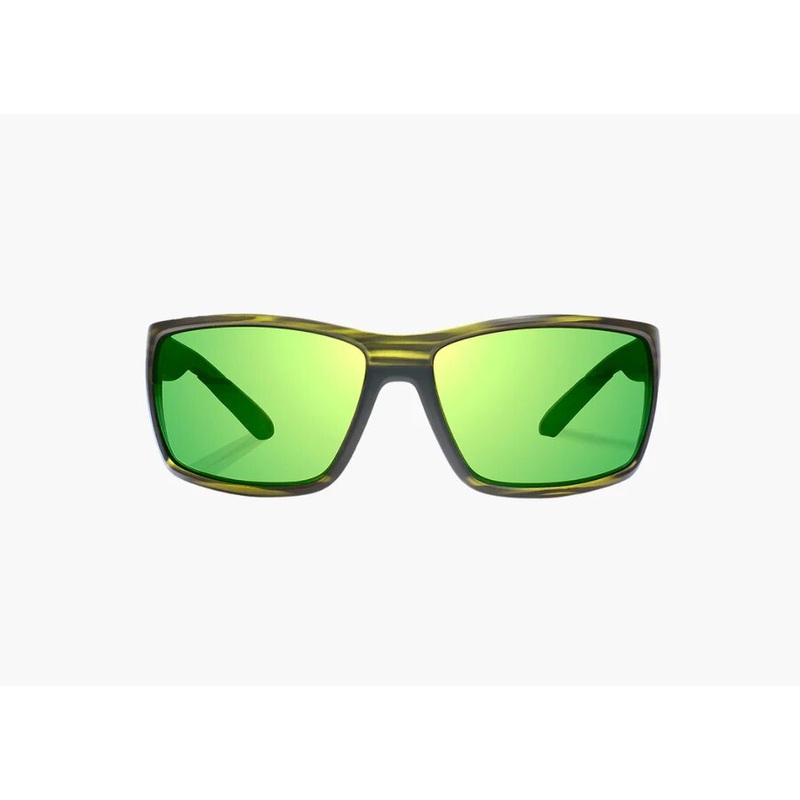 Bajo Bales Beach Sunglasses - Green Stripe Matte Frame / Green Mirror Polycarbonate Lens