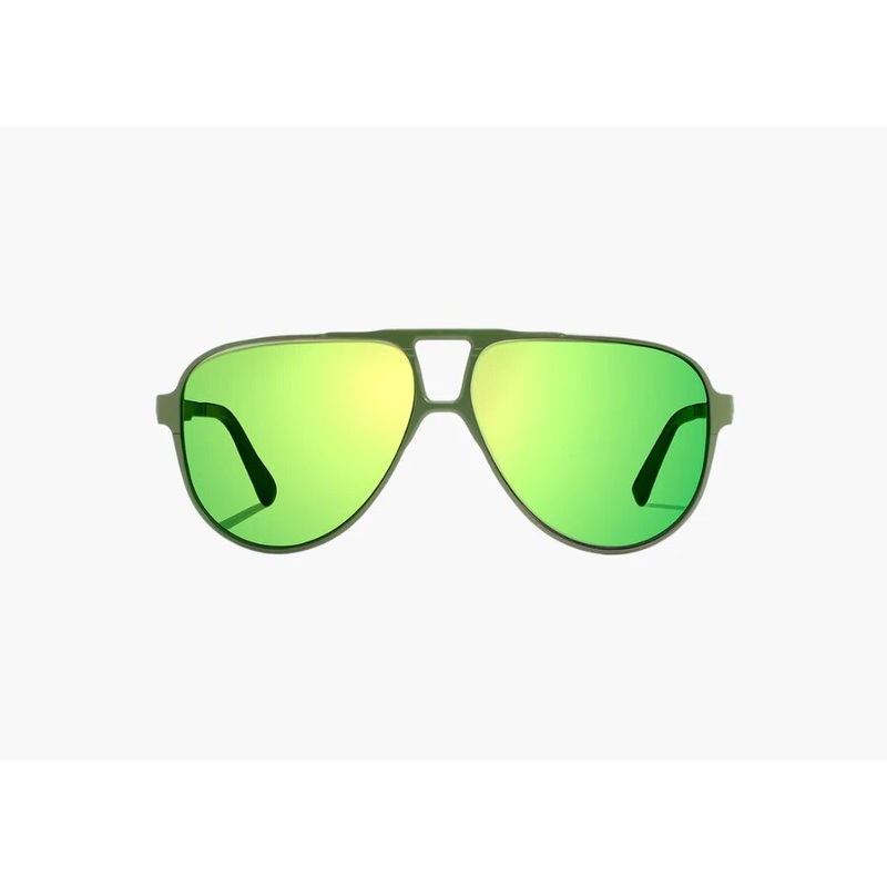 Bajo Clink Sunglasses - Army Green Matte Frame / Green Mirror Polycarbonate Lens