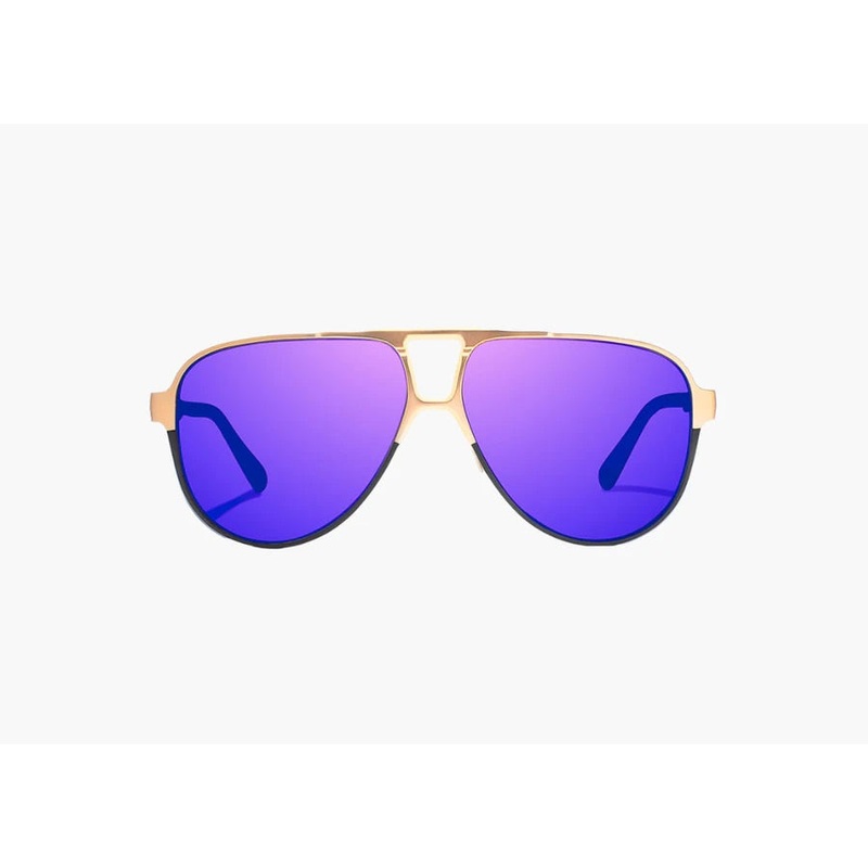 Bajo Clink Sunglasses - Gold/Black Fade Matte Frame / Violet Mirror Polycarbonate Lens