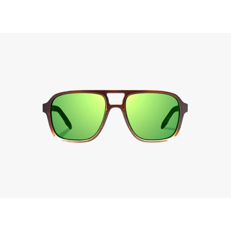Bajo 12 South Sunglasses - Whiskey Fade Gloss Frame /Green Mirror Polycarbonate Lens