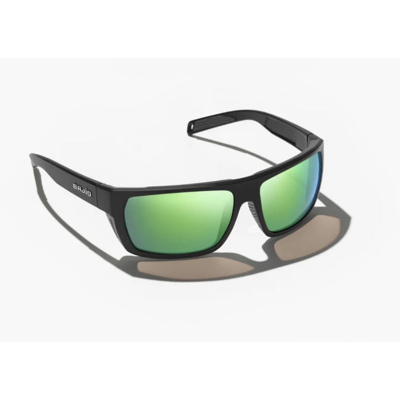 Bajo Palometa Sunglasses - Black Matte Frame / Green Mirror Glass Lens