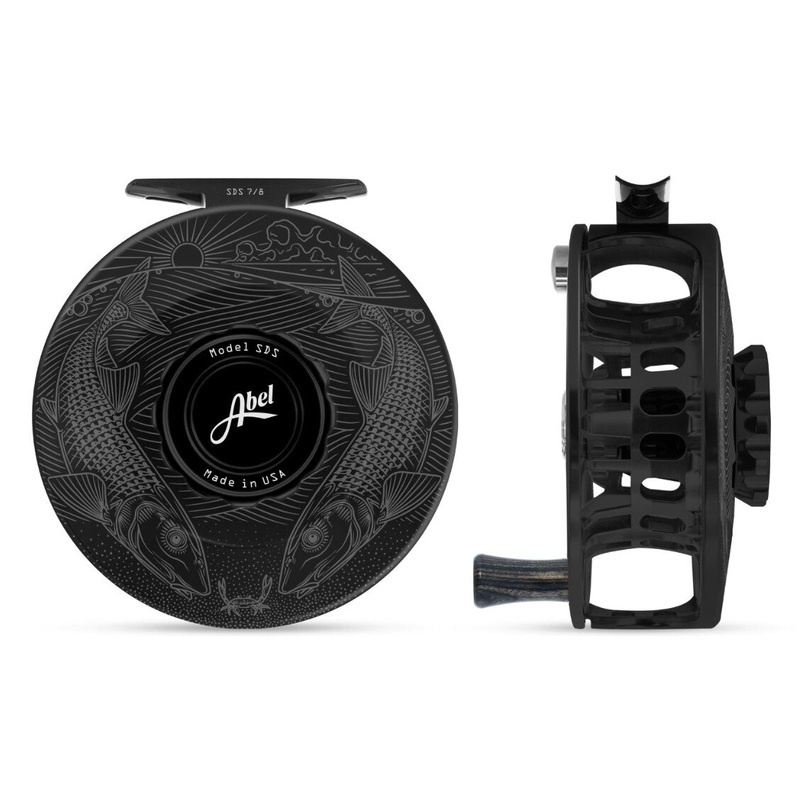 Abel SDS 7/8 Fly Reel - Solid Black Underwood - Tailing Bones / Black Drag Knob & Ebony Handle