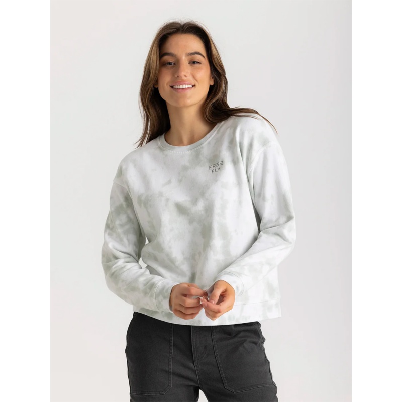 Free Fly Apparel Women's Embroidered Logo Fleece Crew