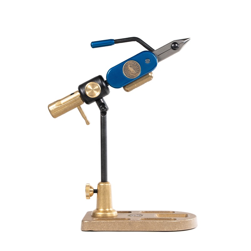 Regal Revolution Series Fly Tying Vise - Stainless Jaws / Bronze Pocket Base - Royal Blue Vintage Finish