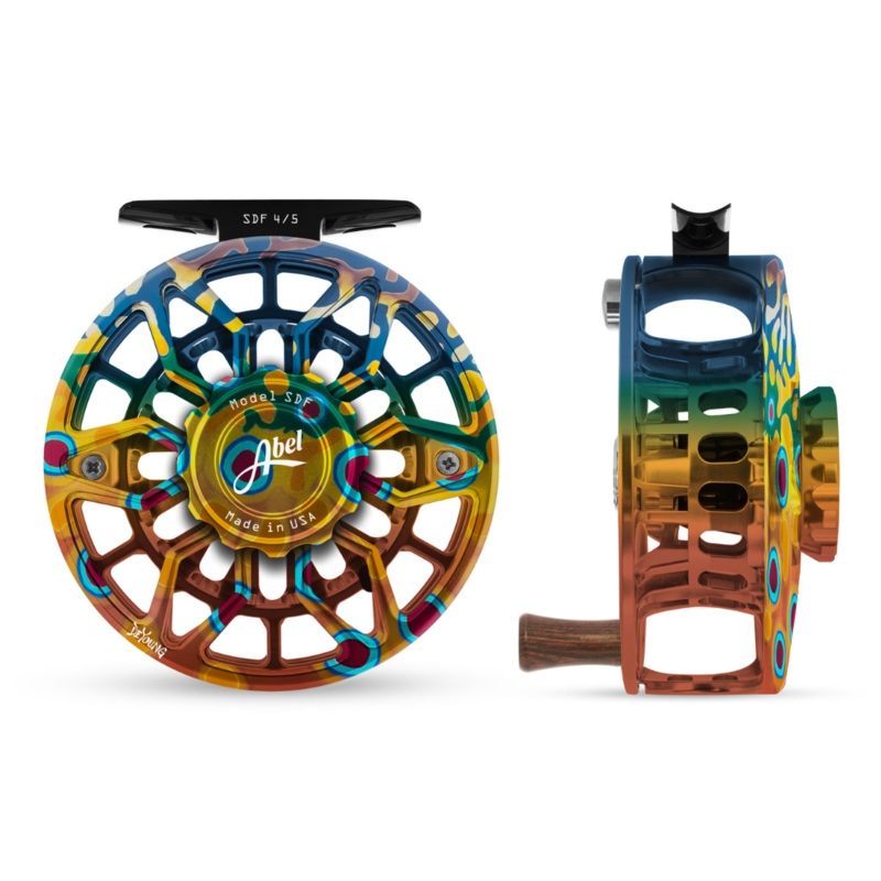 Abel SDF 4/5 Fly Reel - Ported DeYoung Brook Flank / DeYoung Brook Flank Drag Knob & Rosewood Handle
