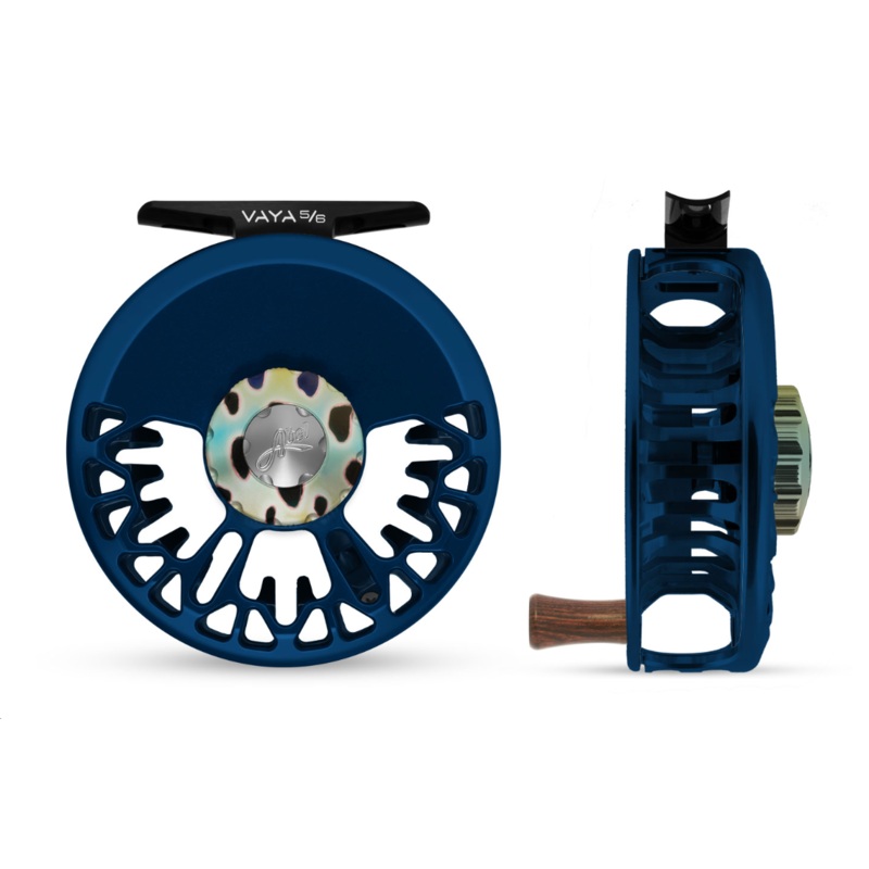 Abel Vaya 5/6 Fly Reel - Deep Blue / Native Brown Drag Knob & Rosewood Handle