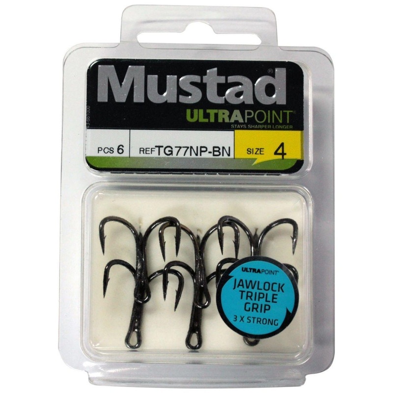 Mustad 3X Jawlock Triple Grip Treble  Tg-77