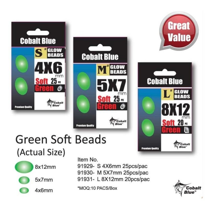 Cobalt Blue Green Soft Beads