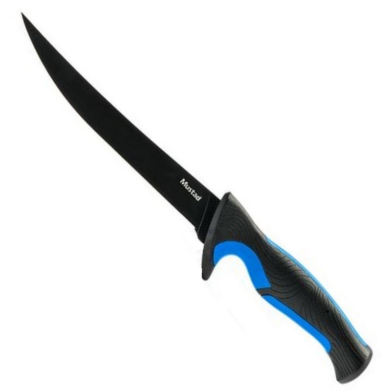 Mustad Teflon Coated Fillet Knife With Sheath 7" Blue