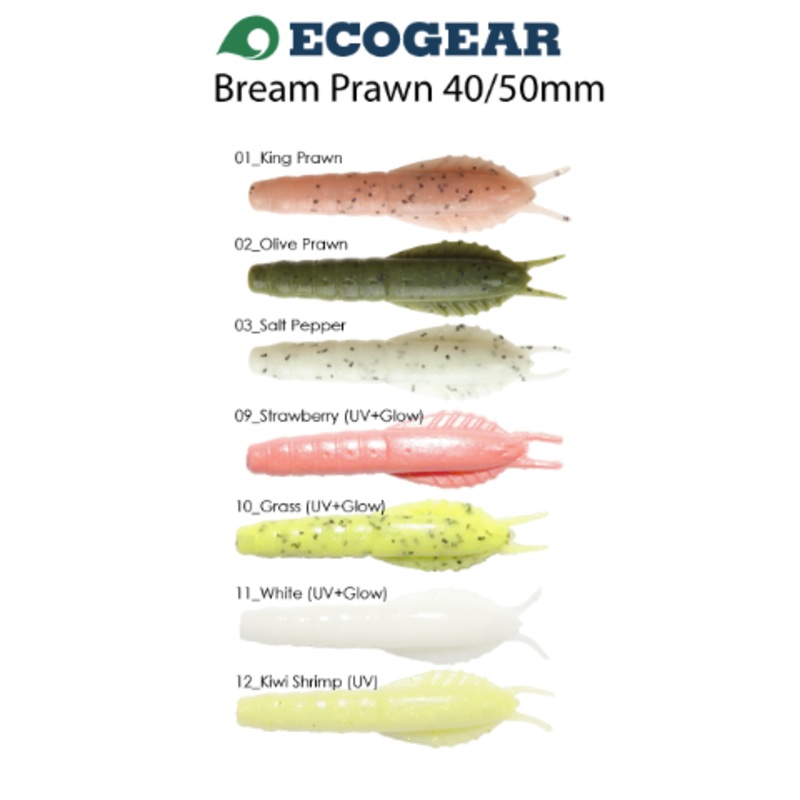 Ecogear Aqua Bream Prawn Soft Plastic 50mm