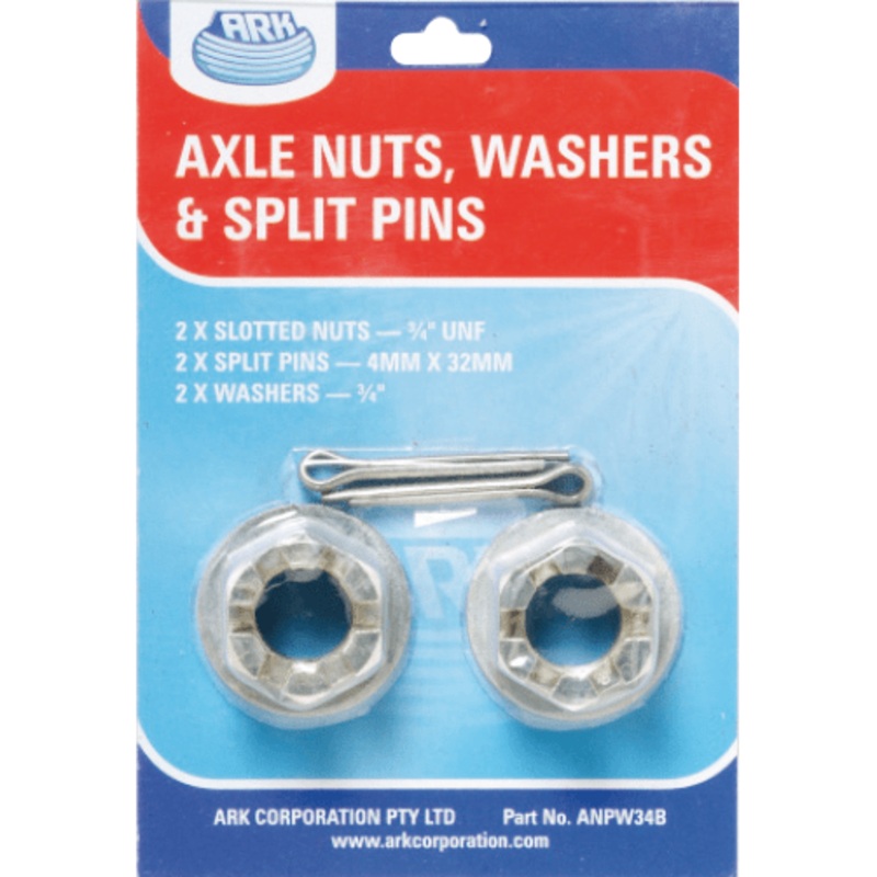 Axle Slotted Nuts, Split Pins & Washers