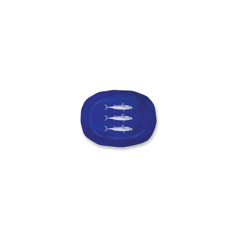 Blue Fish Wide Rim Oval Plate