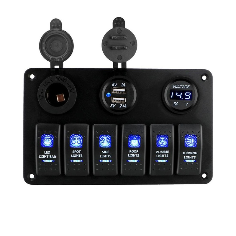 Boat Splashproof 6 Gang Rocker Switch Panel