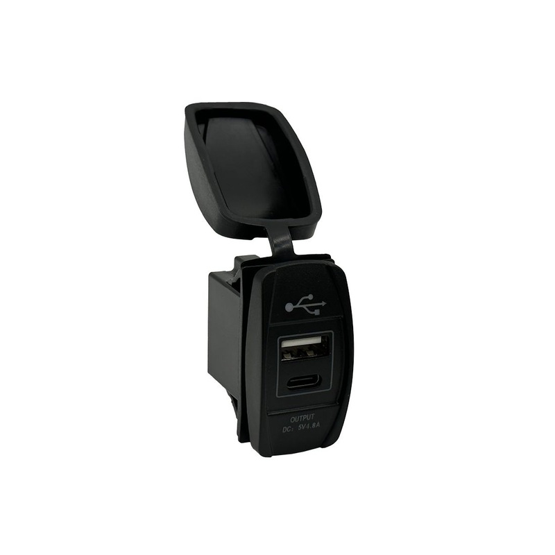 Rocker Switch Style Dash Panel Double USB Socket
