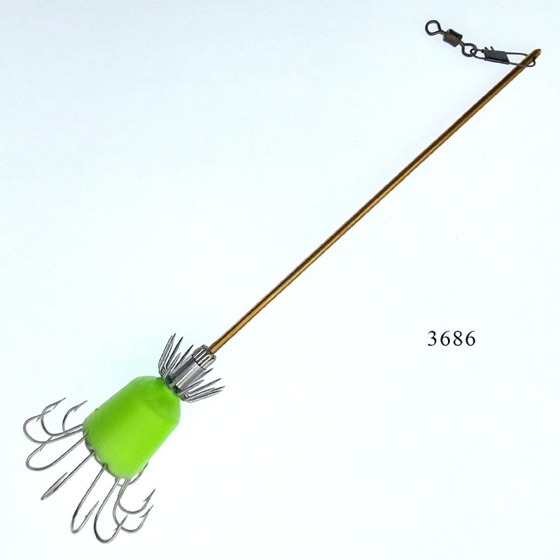 Technofish Stainless Steel Shaft Squid Jig with Fluorescent Sinker