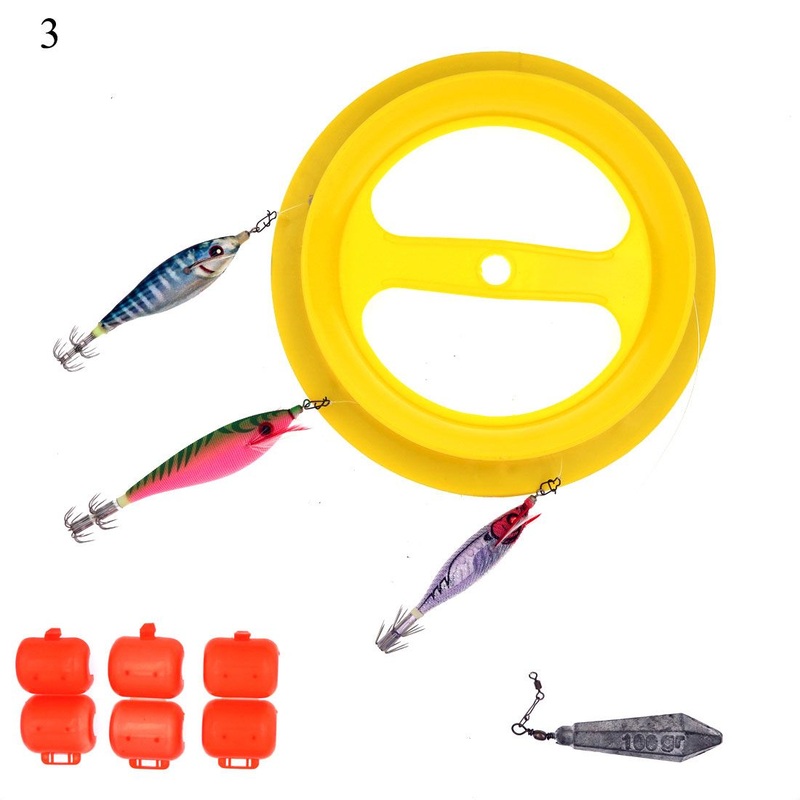 Handmade Rigs with 3 Squid Jigs